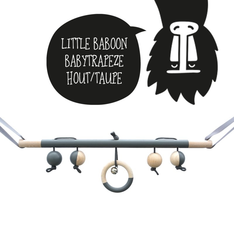 Storen Eigenwijs twintig Babytrapeze Little Baboon (taupe / hout) | Bo and the Baboon